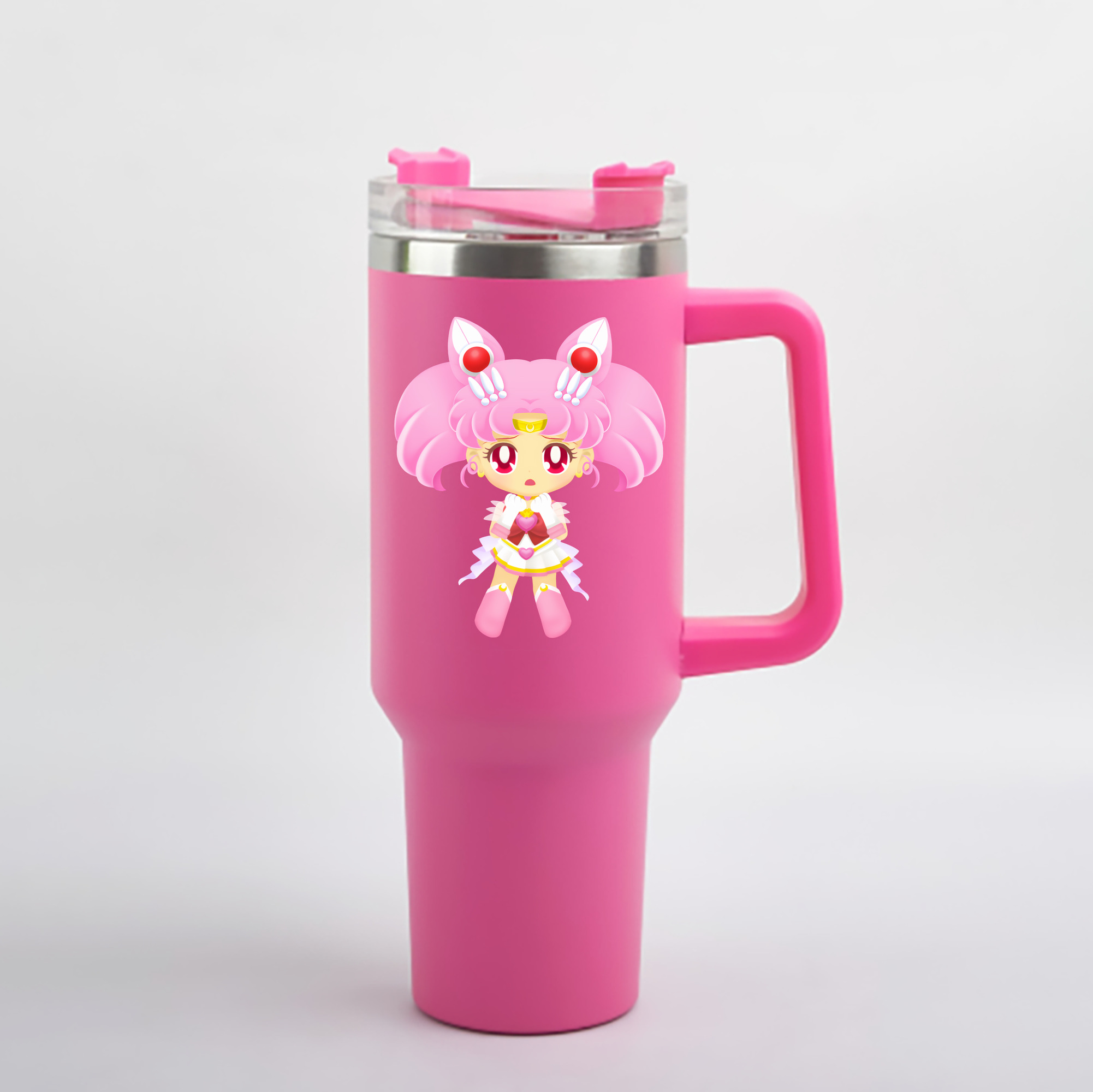 （画像用） 美少女戦士セーラームーン ちびうさ Sailor Moon Chibiusa Tsukino Usagi Small Lady Serenity 1200mL車用タンブラー - クリスタルステッカー（プラスチックストロー付き）